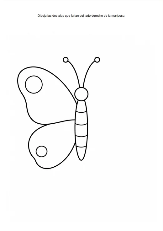 Página del cuaderno con una mariposa a la mitad