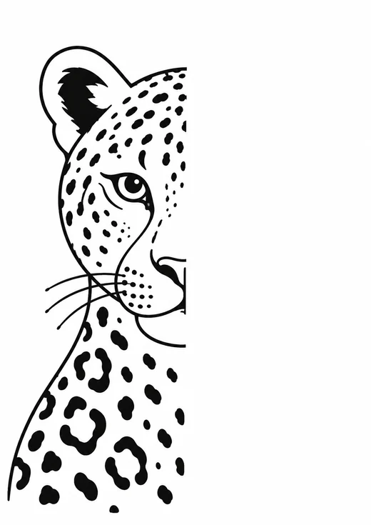 Actividad con la mitad izquierda del rostro de un jaguar dibujada y la otra mitad en blanco